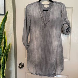 Cloth & Stone stonewashed grey shirt dress size XS